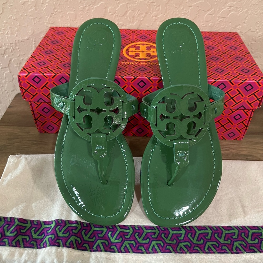 NWT Tory Burch Miller Leather Arugula green sandals 8.5